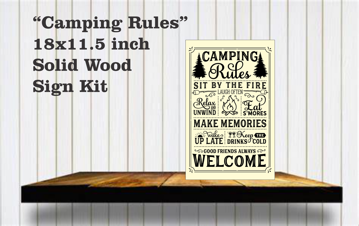 Camping Rules Wood Sign Kit