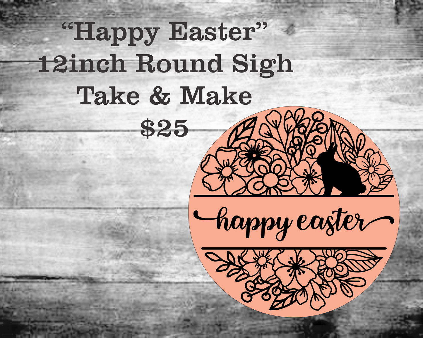 Happy Easter With Flowers Round Sign Kit