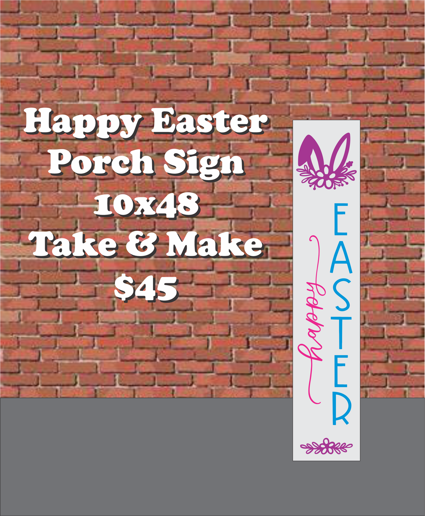 Happy Easter Bunny Ears Porch Sign Kit