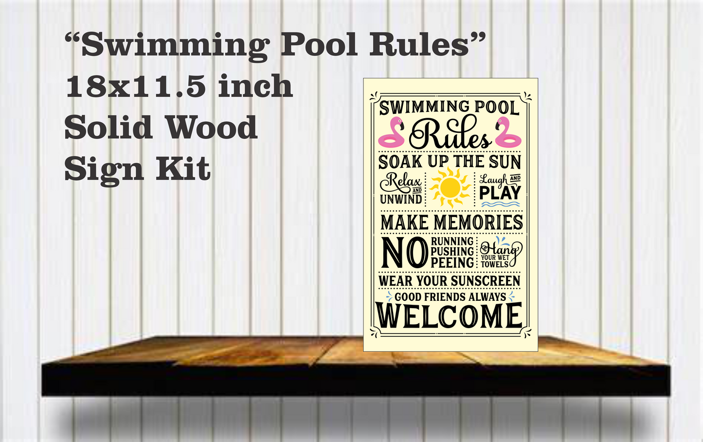 Swimming Pool Rules Wood Sign Kit